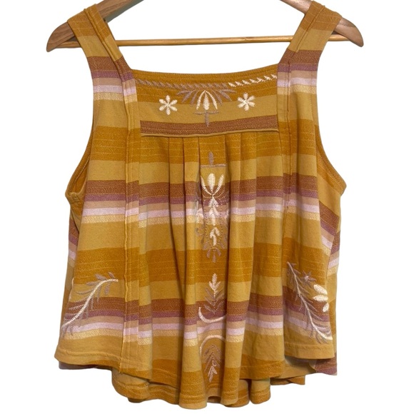 Free People Vintage Stripe Swing Top Tank Gold Combo Medium - Picture 5 of 15